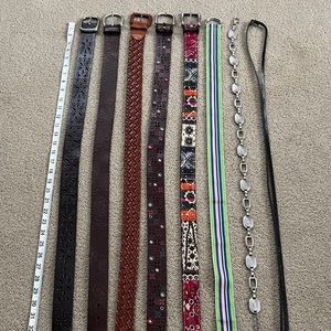 8 women’s belts-Athleta, Fossil, J Crew, etc S & M see tape measure in pics EUC
